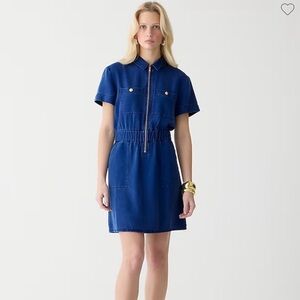 New ~ J. Crew Women's Blue-Wave-Wash Lyocell Zip-Front Utility Dress Size 6